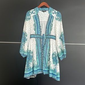 Paisley print dress blue and turquoise Size S